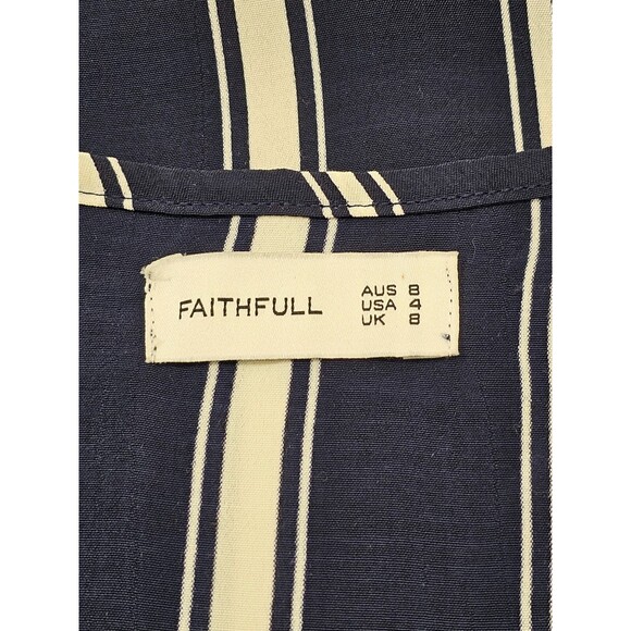 MDS Women's 4 Faithfull The Brand‎ Olson Tie Front Blouse St. Vincent Stripe Top - Picture 7 of 9